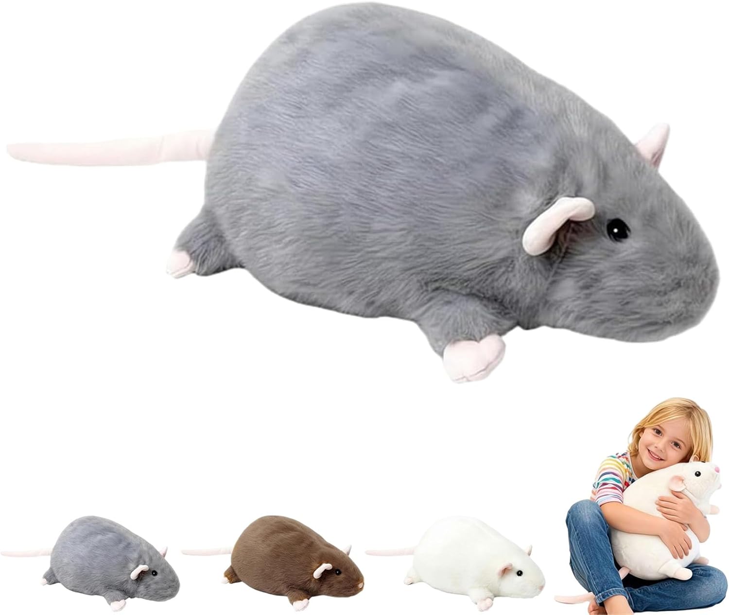 Generisch 2026 Nuevo peluche Chonky Rat Plush, juguete de animales rellenos de consejo realista, gran tamaño, cojín de peluche, linda muñeca gordita para cumpleaños, Navidad, decoración del hogar-Sofagethut