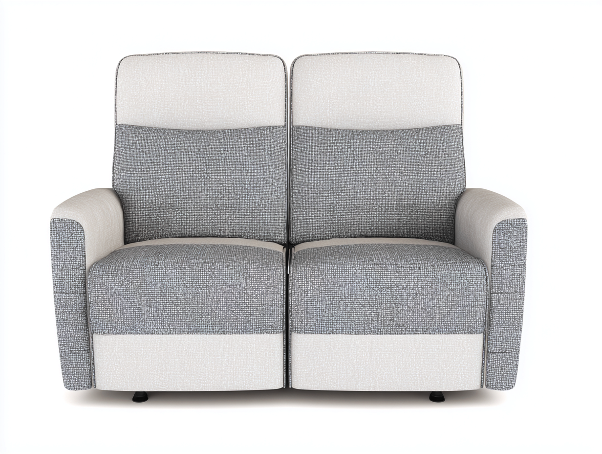 Sofá reclinable tapizado 2 plazas 165x96x102 cm - gris-blanco - diseño moderno para salón-Sofagethut
