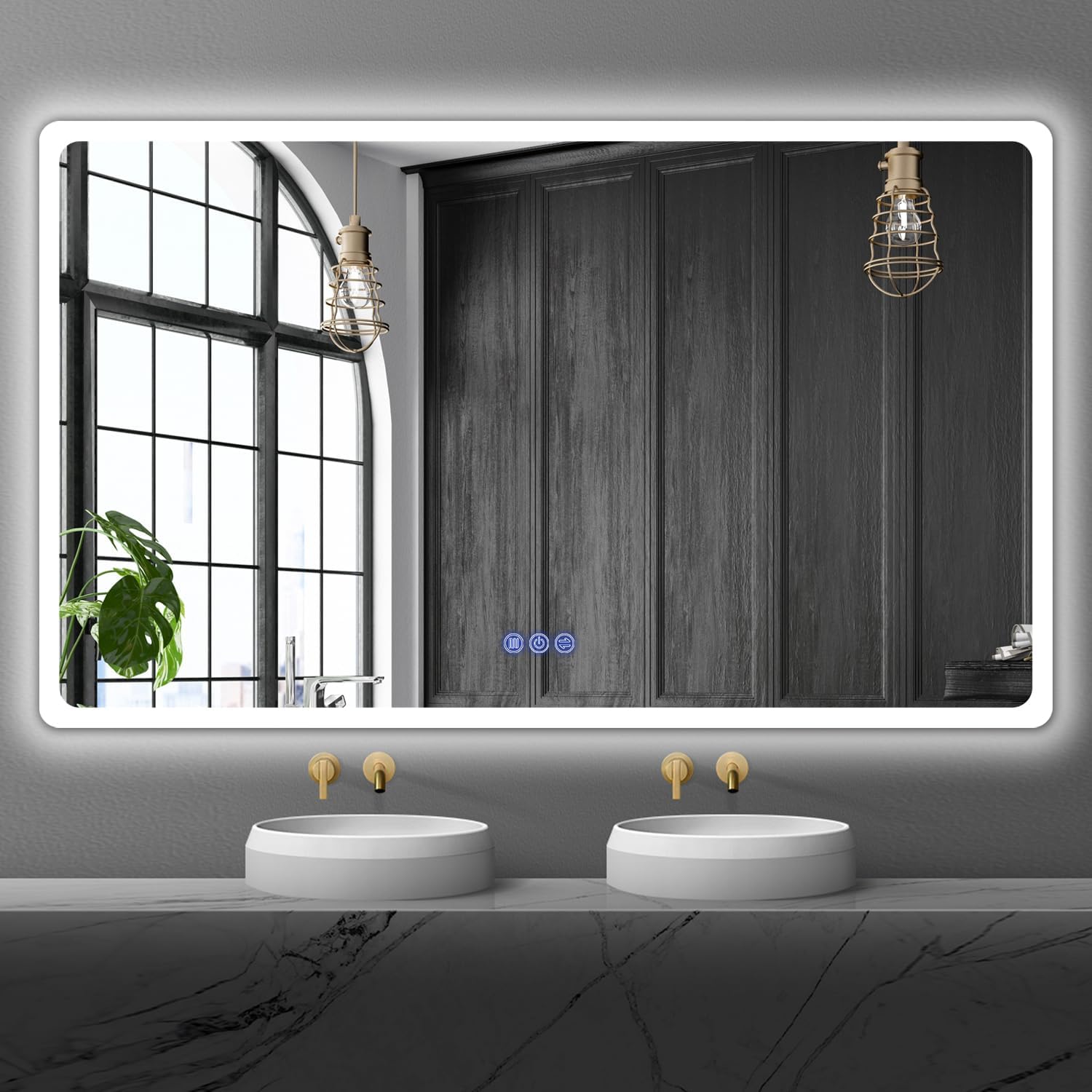 Espejo Baño con Luz 150x90cm, Espejo Baño LED con Antivaho, 3000K/4500K/6000K, Regulable, Memoria y Cristal Templado HD(IP65), Espejo con luz baño Led Horizontal/Vertical-Sofagethut