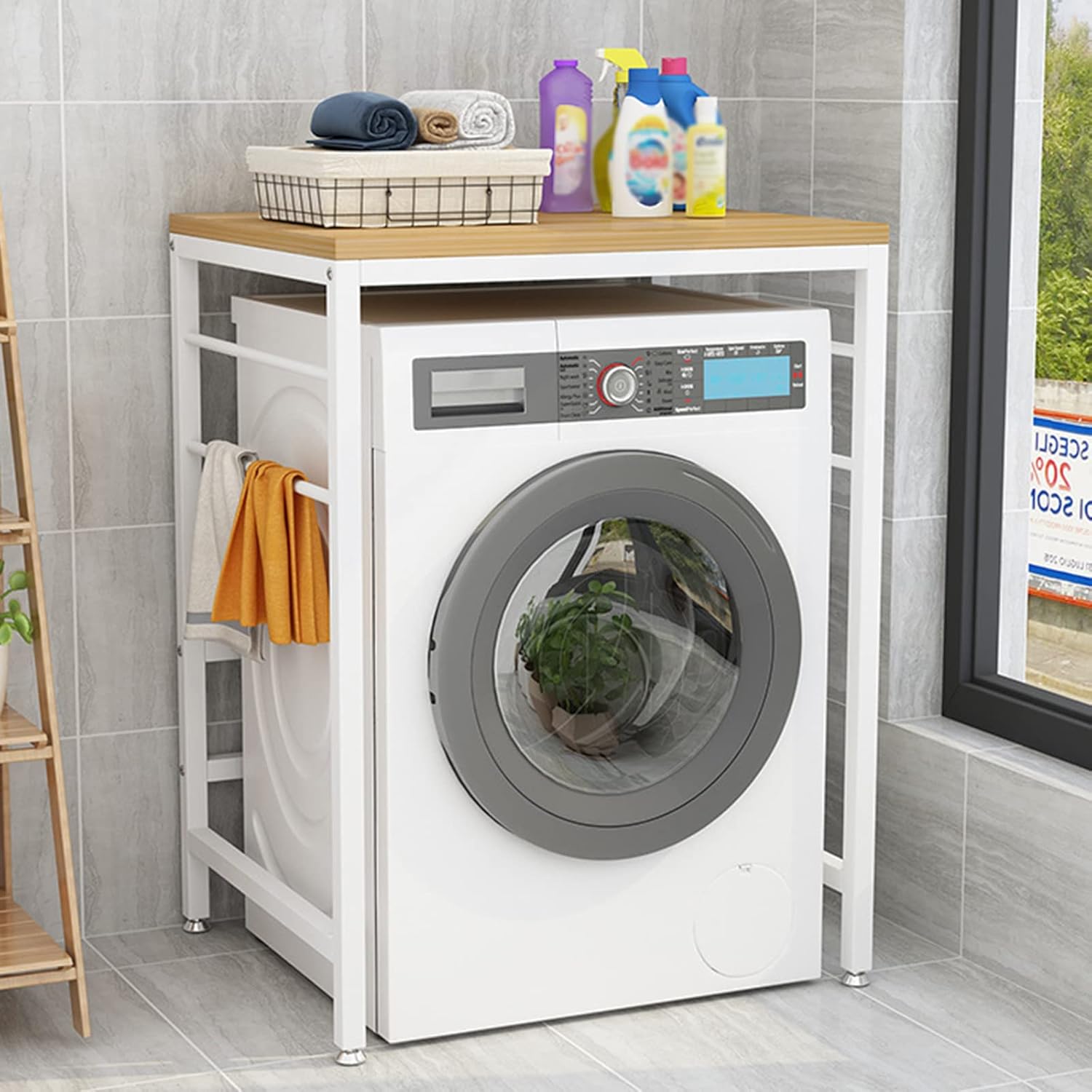 CLoxks Estantería Lavadora, Mueble sobre Lavadora, Estante de Almacenamiento sobre Secadora, para Cuarto de Lavado, Inodoro, 70 * 60 * 95 Cm-Sofagethut