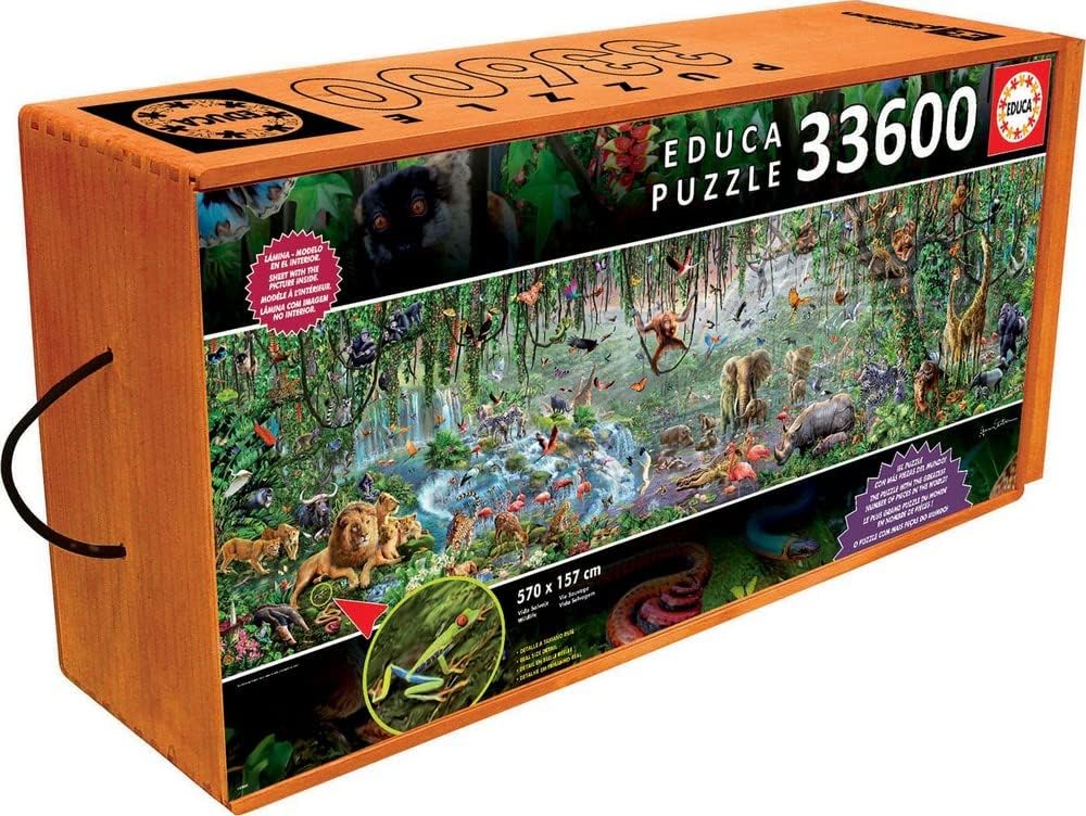 Educa - Puzzle Gigante XXL para Adultos 33600 Piezas | Vida Salvaje. Medidas 570 x 157 cm. Incluye Servicio de Pieza perdida. A Partir de 14 años (16066)-Sofagethut