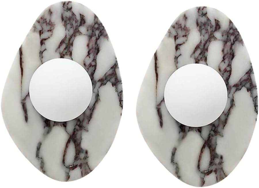 Aplique pared moderno mármol español, forma irregular, con pantalla cristal esférica y base G9. Ideal for decoración interiores, dormitorio o sala estar.(2-Pack)-Sofagethut