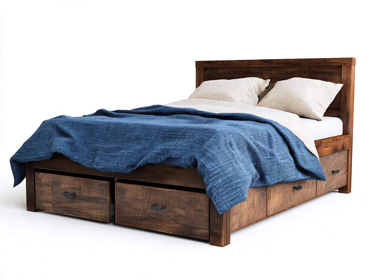 Cama doble de madera con cajones 200x160x110 cm - marrón - diseño funcional-Sofagethut