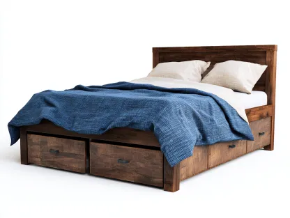 Cama doble de madera con cajones 200x160x110 cm - marrón - diseño funcional-Sofagethut