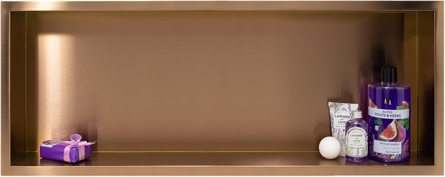 Wall-Box One Nicho de Ducha de Cobre 90x30x10cm Nicho de Ducha de Pared, Instalación de Nicho Flexible, Cobre, Impermeable, Nicho para Utensilios de Baño, Sin Azulejos-Sofagethut