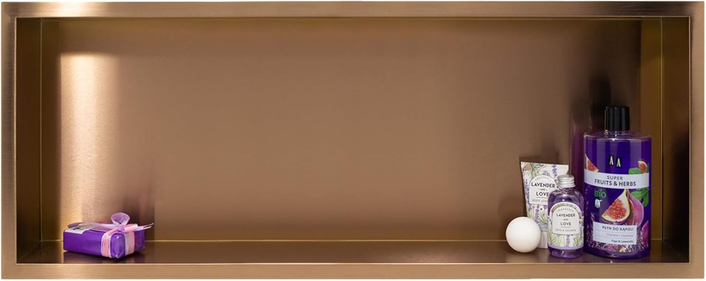 Wall-Box One Nicho de Ducha de Cobre 90x30x10cm Nicho de Ducha de Pared, Instalación de Nicho Flexible, Cobre, Impermeable, Nicho para Utensilios de Baño, Sin Azulejos-Sofagethut