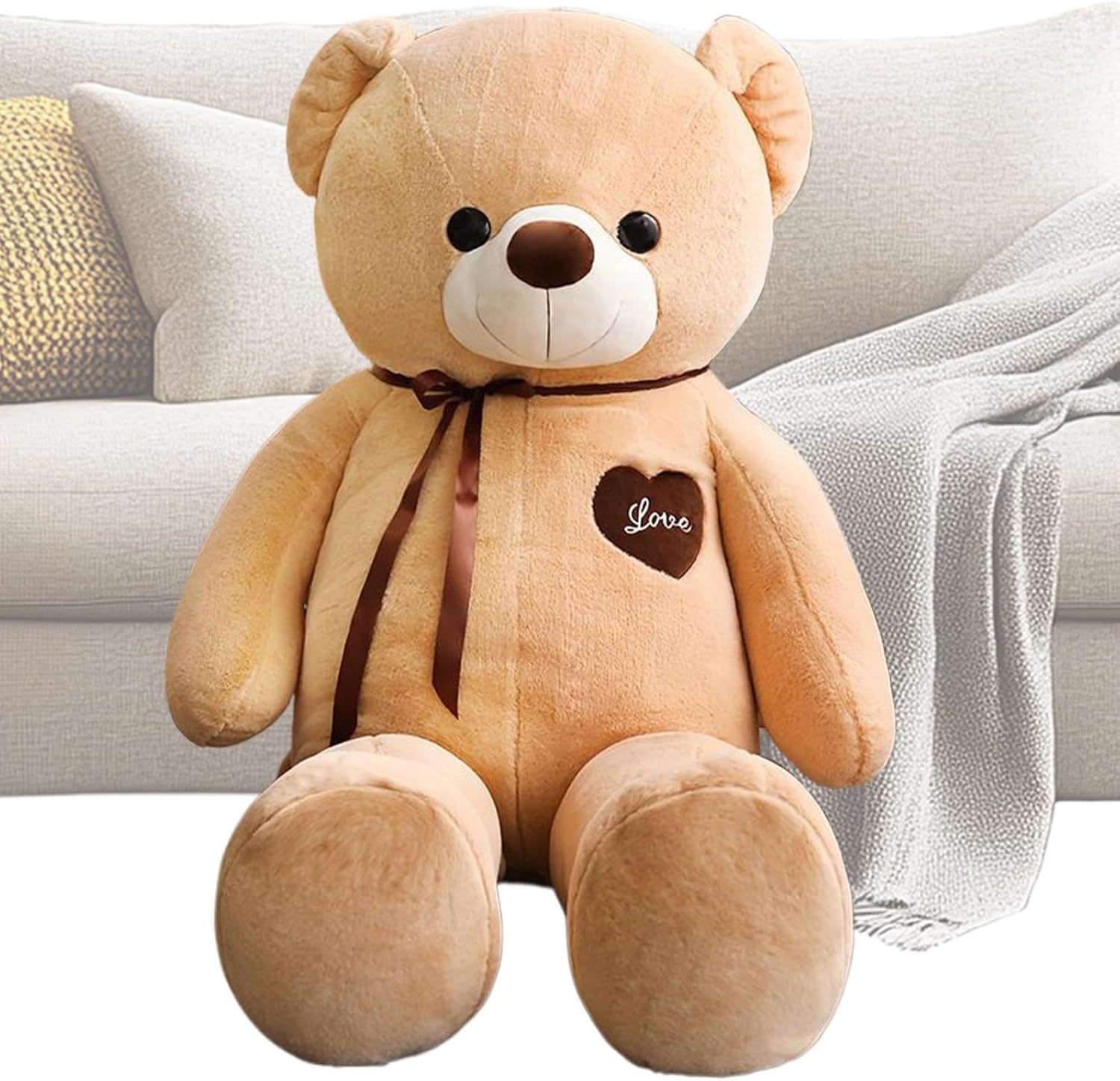 Generico Oso de peluche grande, muñeca suave de 140 cm | Oso de peluche grande – Para Navidad niños adolescentes adultos Halloween San cumpleaños soporte para fotos habitación de niños decoración casa-Sofagethut