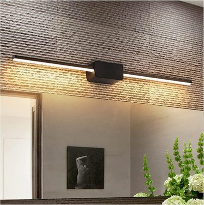 Espejo de luz simple, luces frontales de espejo, moderno, Compatible with apartamento, baño, tocador, lámpara de maquillaje, lámpara de espejo negra(Warm Light,41cm)-Sofagethut