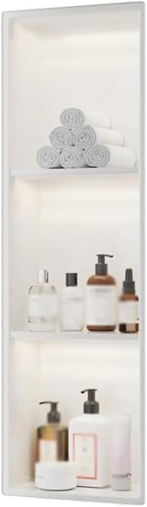 Empotrado De Pared De Acero Inoxidable con Luz Led, Nicho De Ducha Empotrado, Nicho De Ducha Empotrado, Nicho De Ducha con Espacio De Almacenamiento, No Requiere Azulejos-Sofagethut