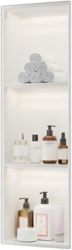 Empotrado De Pared De Acero Inoxidable con Luz Led, Nicho De Ducha Empotrado, Nicho De Ducha Empotrado, Nicho De Ducha con Espacio De Almacenamiento, No Requiere Azulejos-Sofagethut