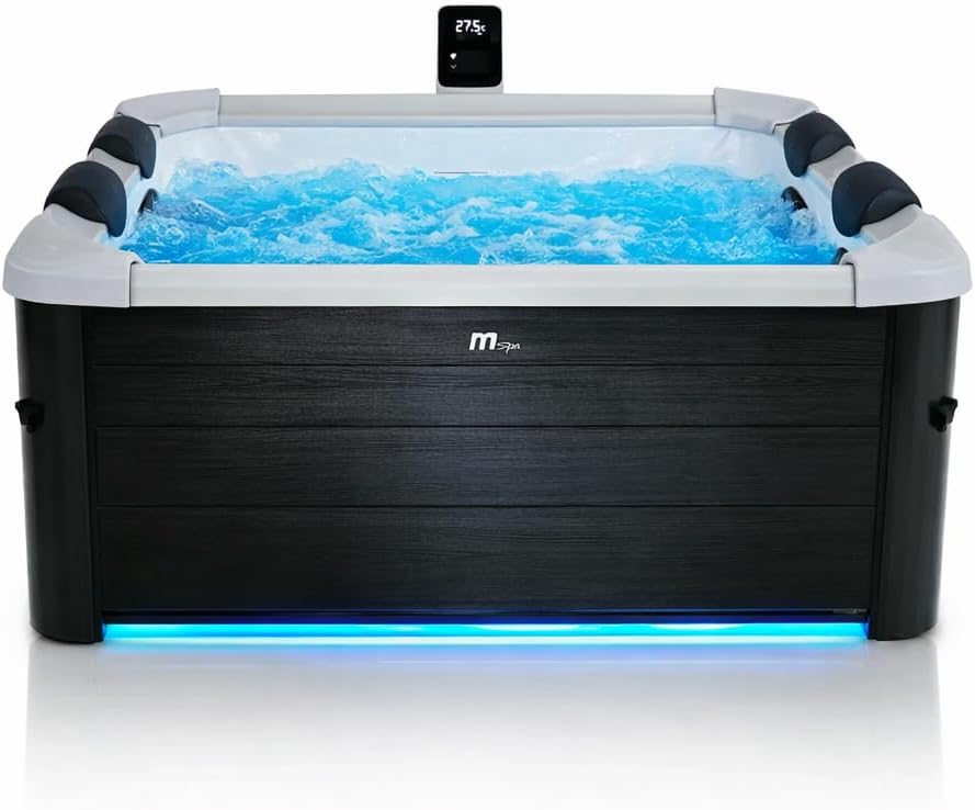 MSpa Oslo SPA bañera de hidromasaje Exterior para 6 Personas, Pared Exterior Sólido, Iluminación LED, Uso Todo el Año, Resistente al Invierno-Sofagethut
