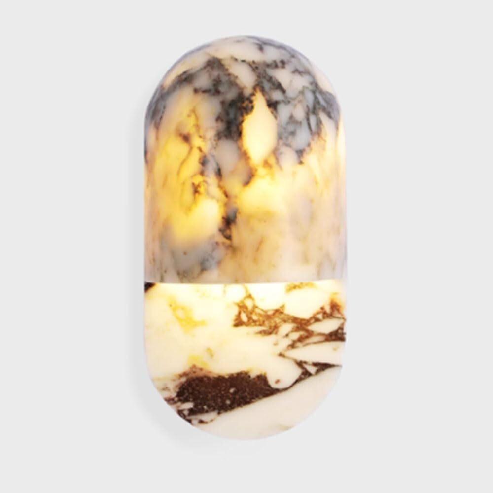 Aplique pared moderno alabastro con forma creativa. Lámpara pared con pantalla mármol español. Ideal for decoración ambiental interior en sala estar o pasillo.-Sofagethut