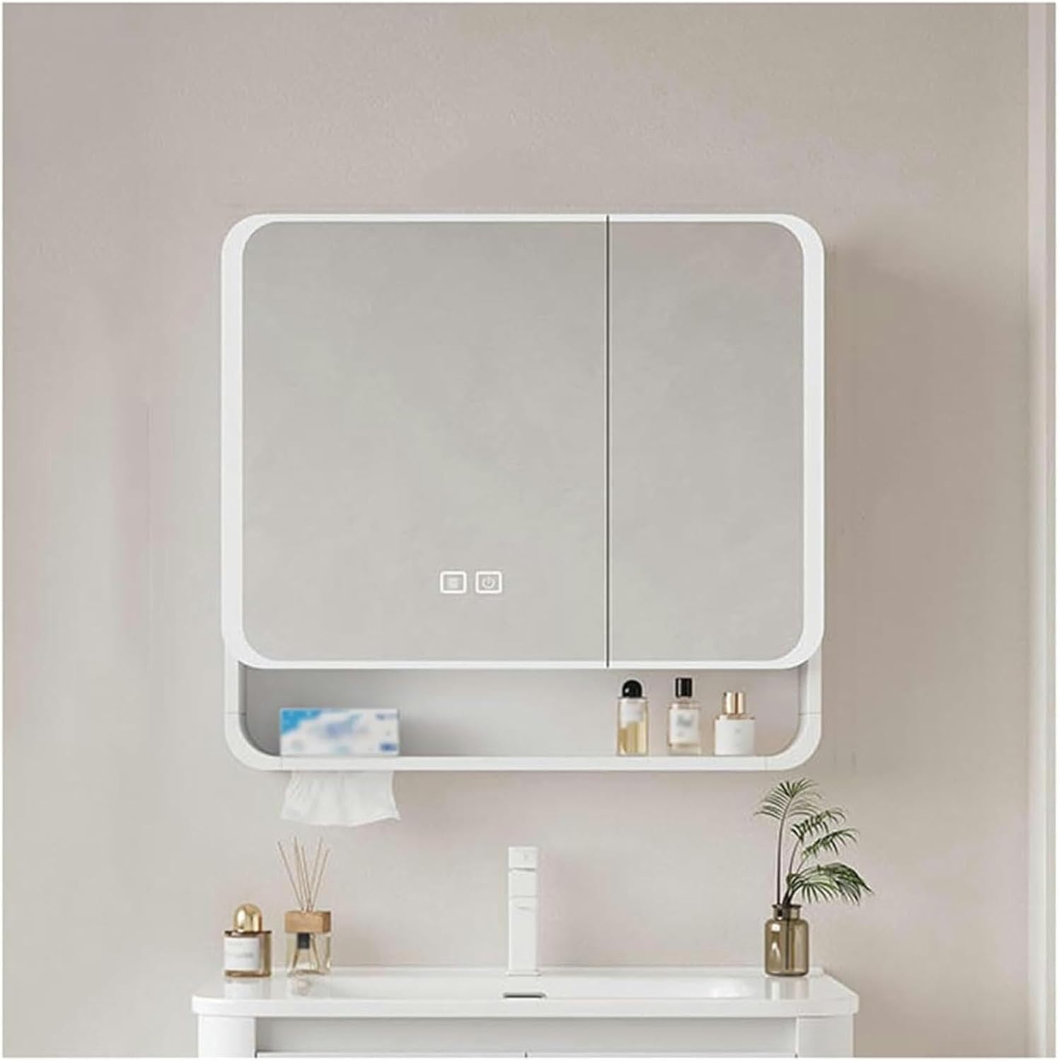 NZPOST Botiquín de Pared con Espejo y estantes: diseño Impermeable para Ahorrar Espacio en el baño.-Sofagethut