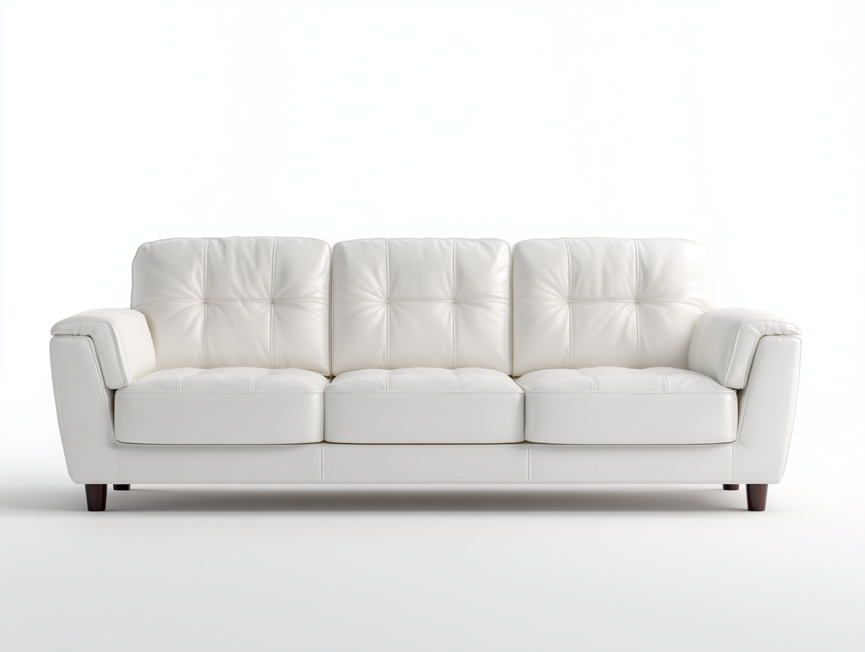 Sofás 3 plazas de piel sintética 215x92x88 cm - Blanco - Diseño elegante para salón-Sofagethut