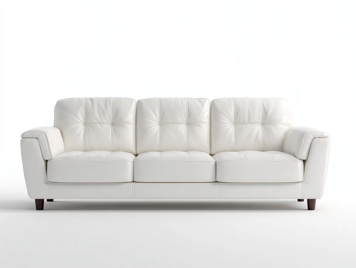 Sofás 3 plazas de piel sintética 215x92x88 cm - Blanco - Diseño elegante para salón-Sofagethut