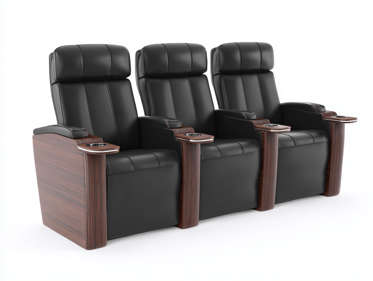 Sofás reclinables - cuero sintético-madera - 225x96x108 cm - Negro - Estilo cine en casa-Sofagethut