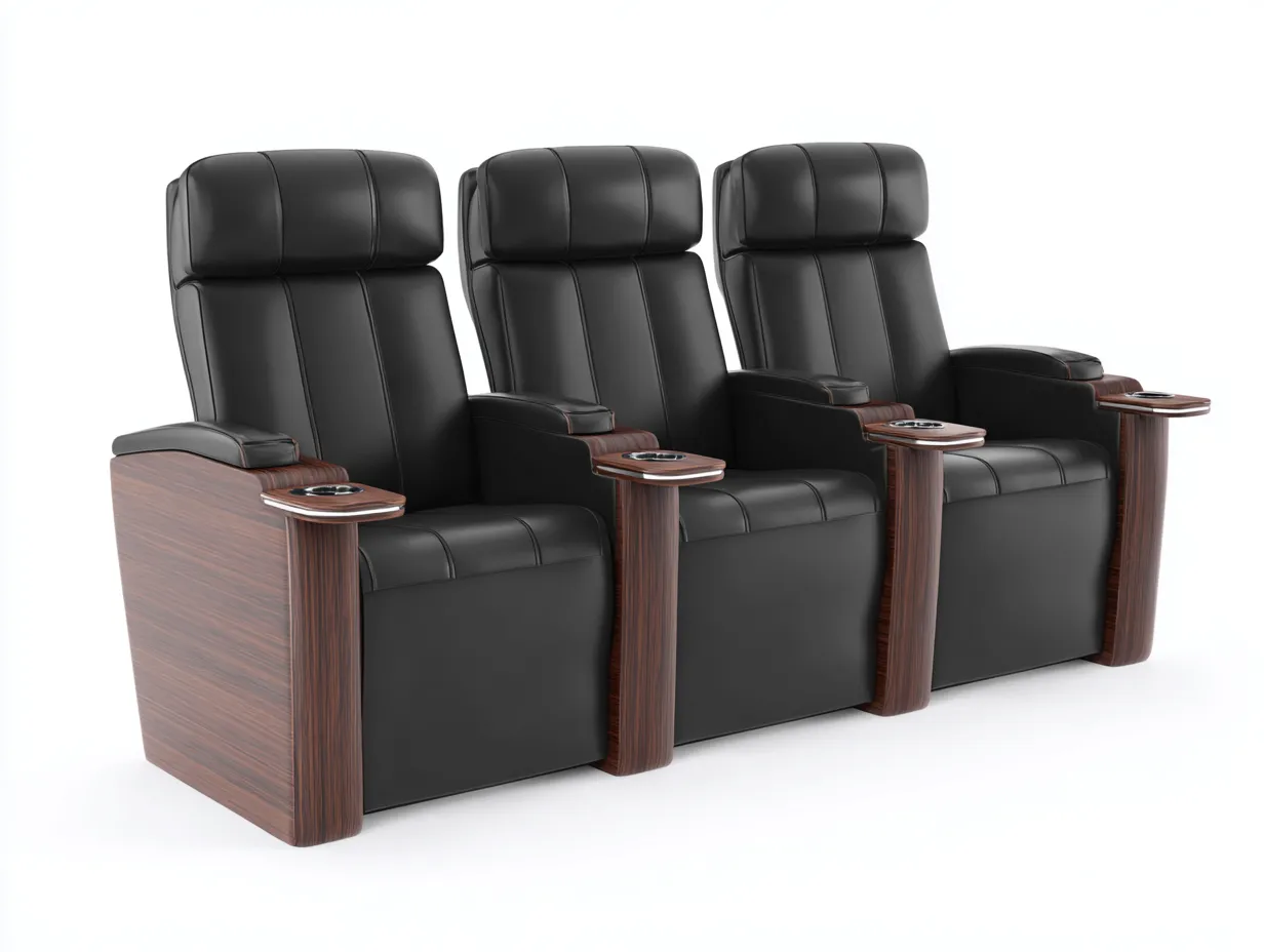 Sofás reclinables - cuero sintético-madera - 225x96x108 cm - Negro - Estilo cine en casa-Sofagethut