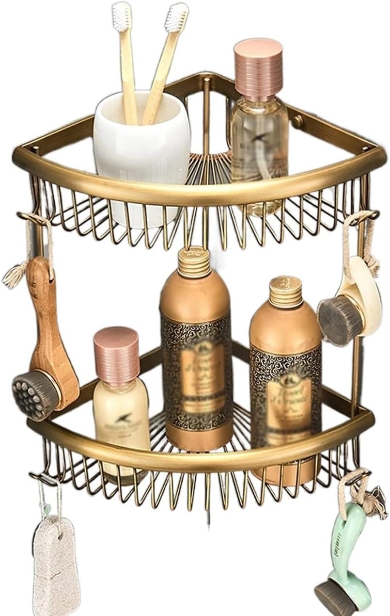 Organizador de ducha montado en la pared, estante esquinero para baño y cocina, estante para apartamentos y dormitorios (50 x 35 cm), diseño que ahorra espacio-Sofagethut