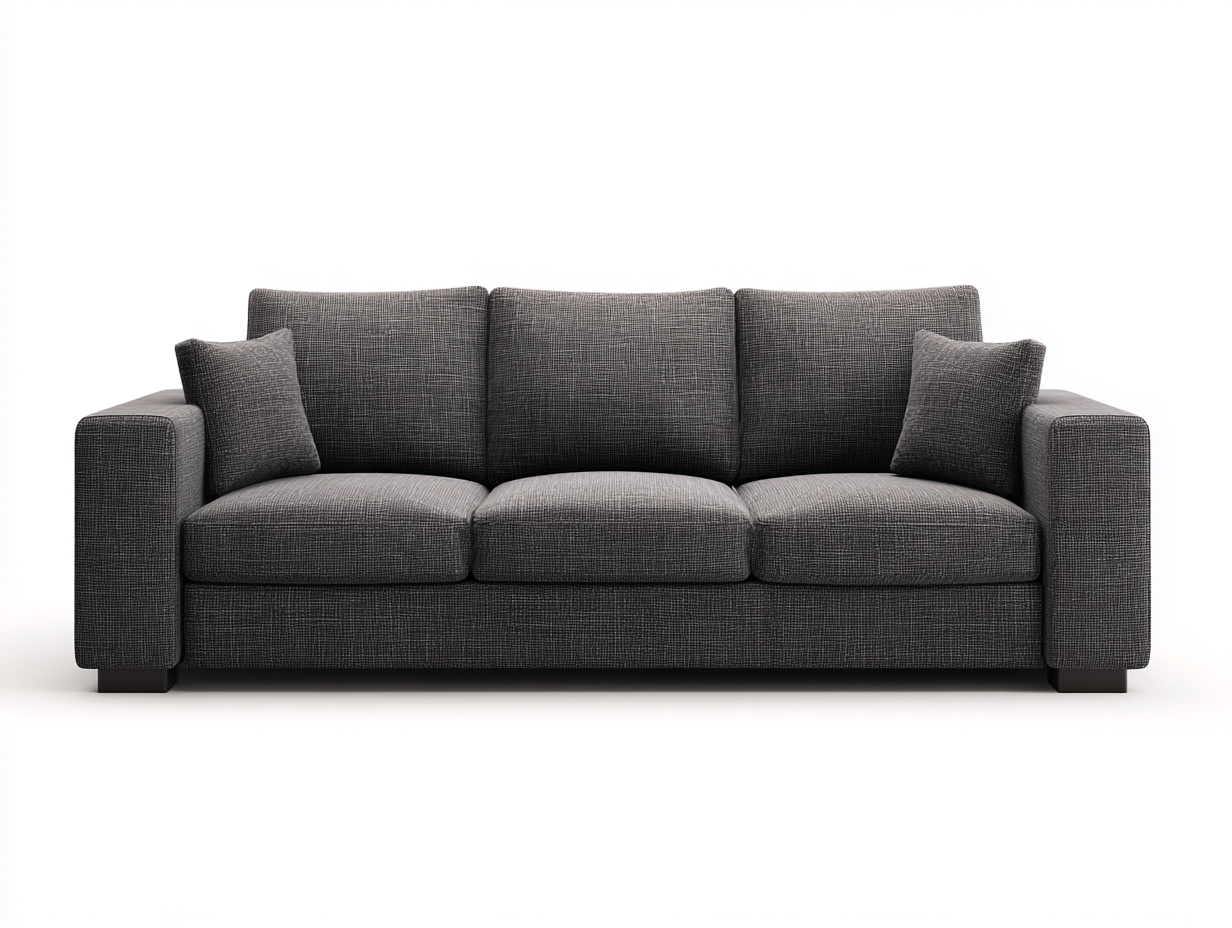 Sofá de 3 plazas de tela 215x90x82 cm - gris oscuro - diseño moderno para salón-Sofagethut