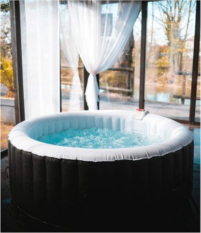 SPA Inflable Ospazia - 4 plazas Redondas - Diámetro: 185 cm - Filtro y Lona Incluido-Sofagethut