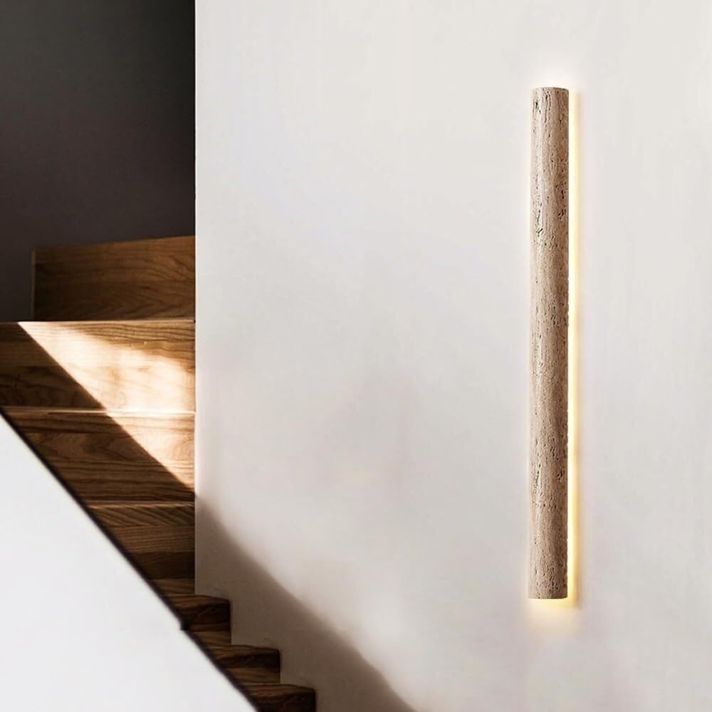 Aplique pared lineal mármol moderno, lámpara pared piedra japonesa barra larga, lámpara pared vintage granja, lámpara pared decorativa for interiores, iluminación acogedora-Sofagethut