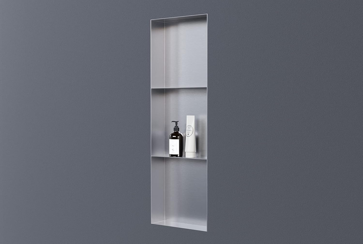 Bernstein nicho de Pared de Acero Inoxidable NT309010X 30 x 90 x 10 cm sin Borde con Compartimento Estante de Ducha para Utensilios de baño nicho de Ducha alicatable en Acero Inoxidable Cepillado-Sofagethut