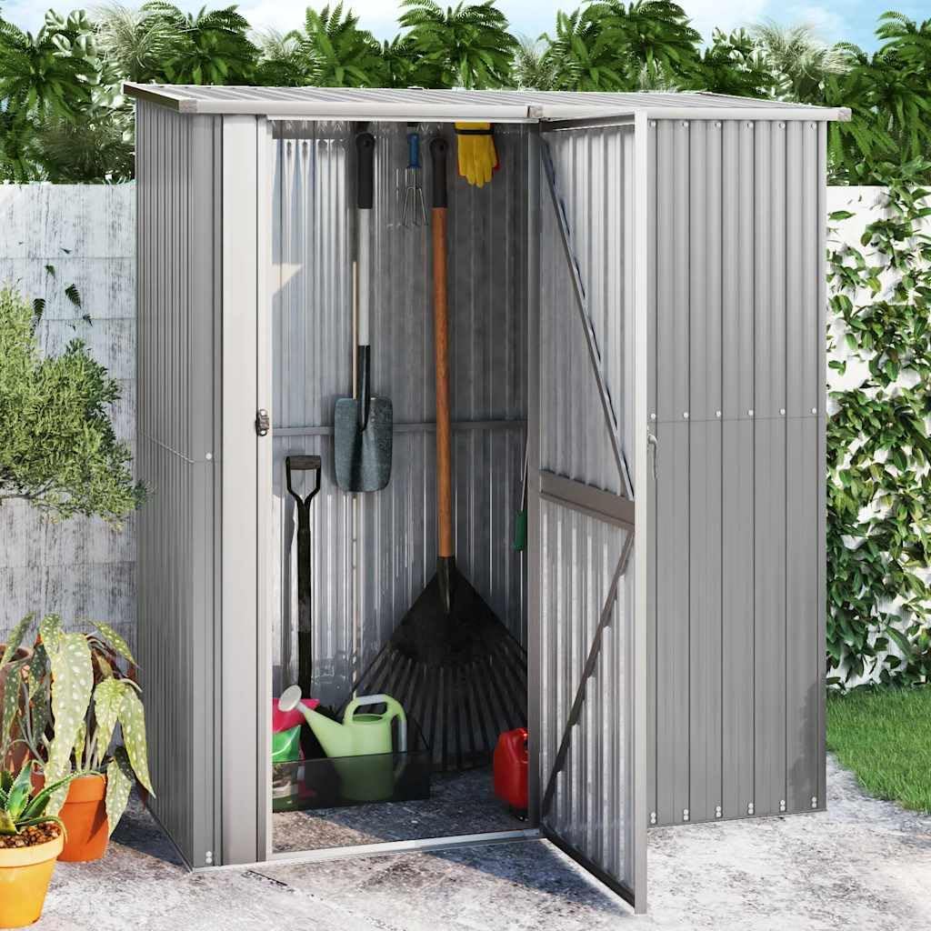 Caseta de jardín Gris, 180,5 x 97 x 209,5 cm, Acero galvanizado, caseta de jardín metálica con Suelo y Techo Inclinado, cobertizo para Herramientas y Accesorios de jardín.-Sofagethut