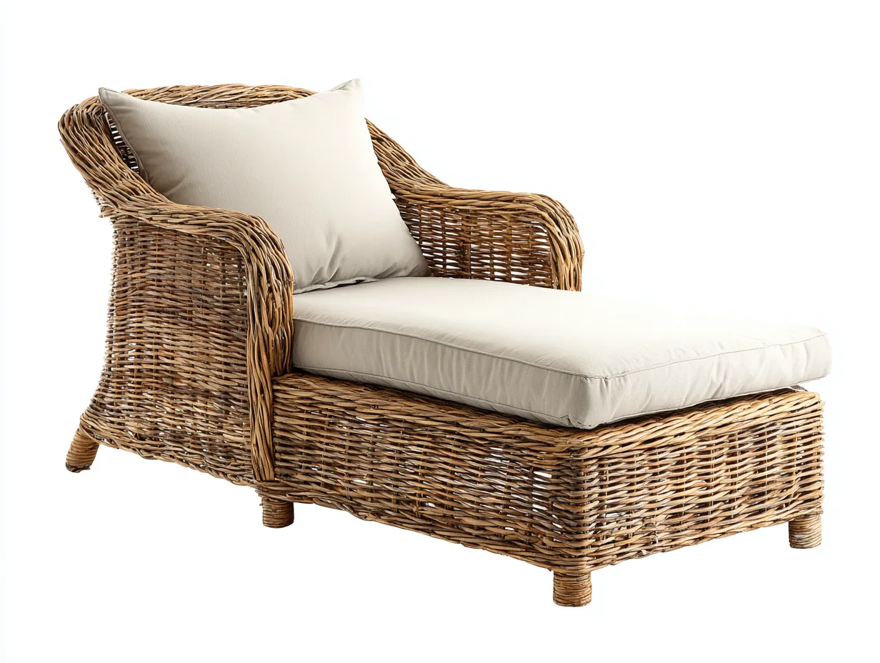 Tumbona de exterior de ratán sintético con cojín acolchado 165x70x80 cm - ratán natural-beige - diseño cómodo para jardín-Sofagethut