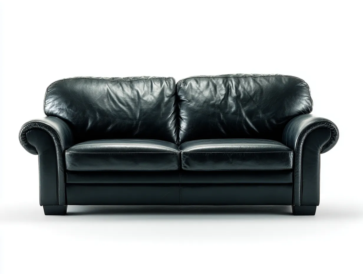 Divano a due posti in pelle sintetica imbottita 172x94x80 cm - nero - stile classico per soggiorno-Loftuploft