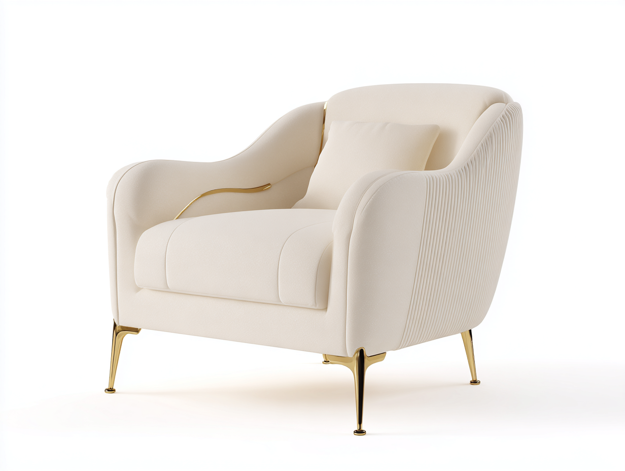Poltrona lounge in tessuto imbottito 80x85x80 cm - crema - stile moderno elegante per soggiorno-Loftuploft