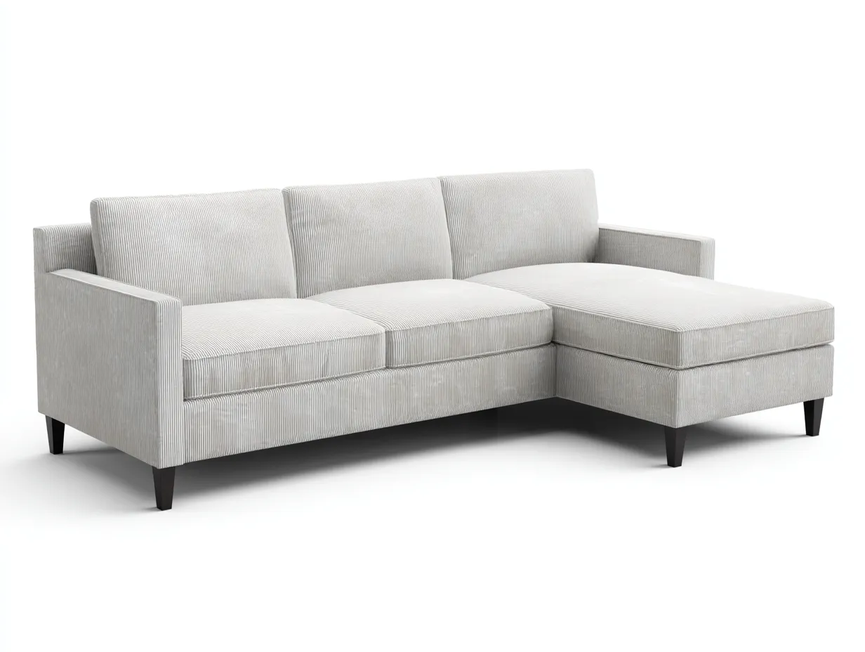 Divano angolare in tessuto a coste imbottito 245x160x85 cm - grigio chiaro - design moderno per soggiorno-Loftuploft