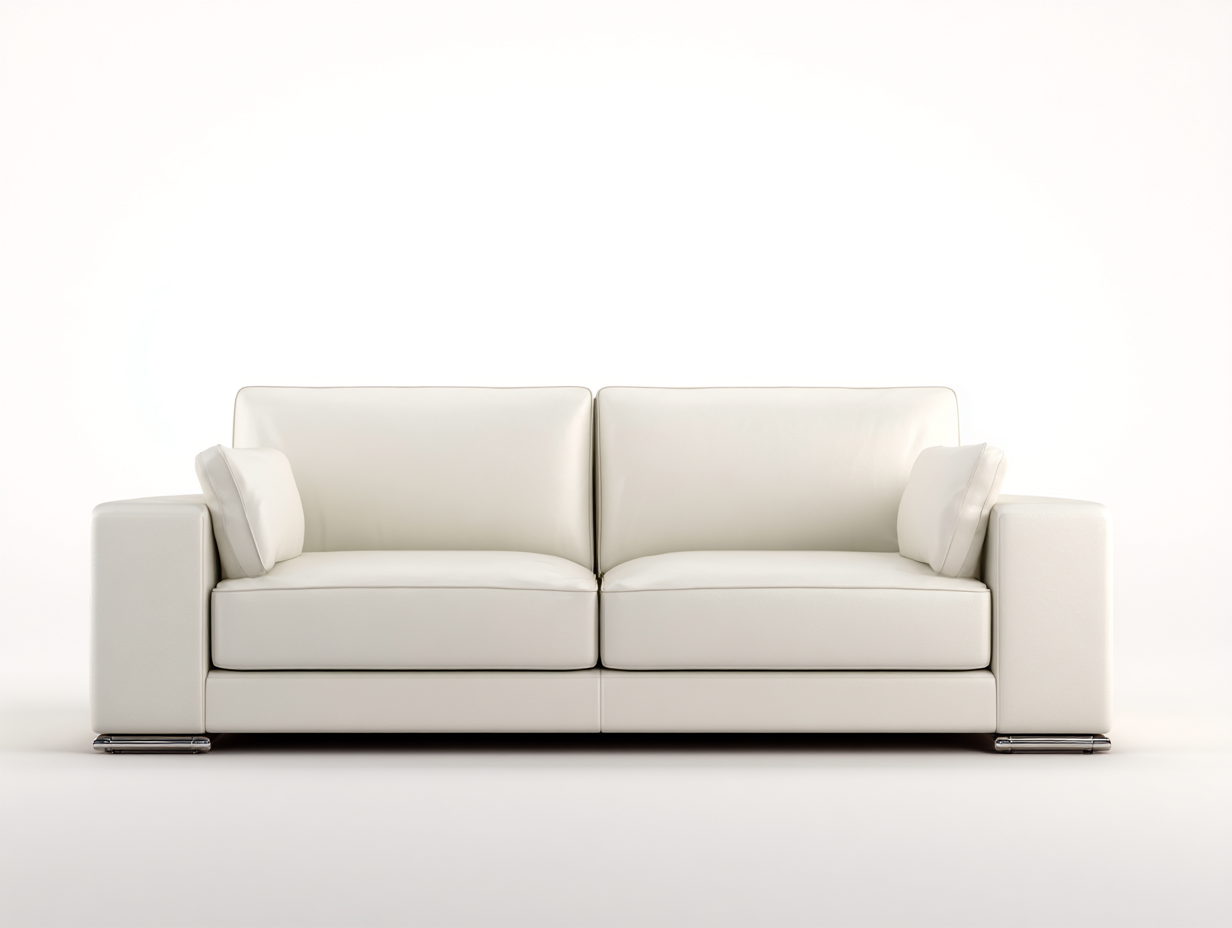 Divano a due posti in pelle sintetica imbottita 170x90x75 cm - beige - design moderno per soggiorno-Loftuploft