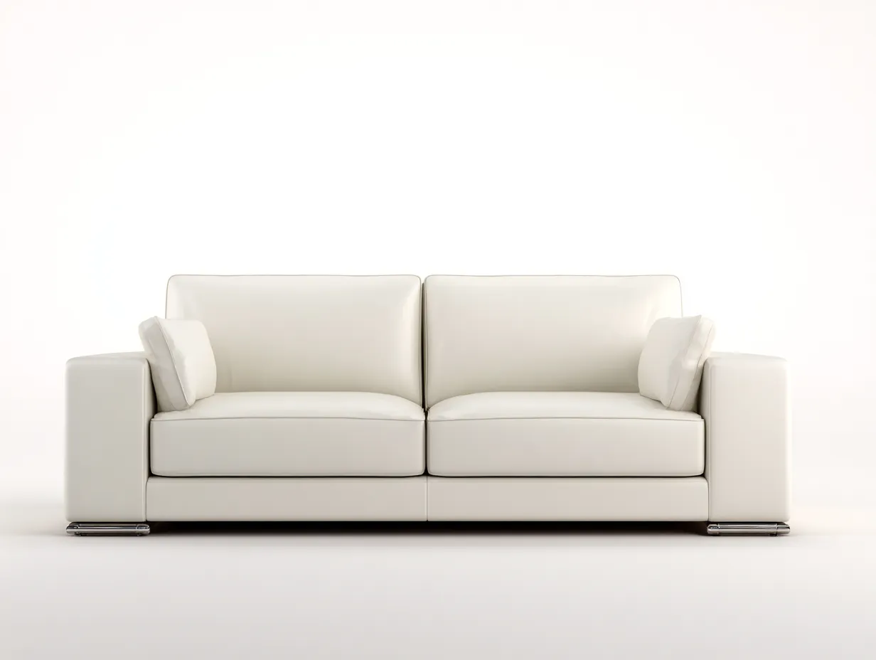 Divano a due posti in pelle sintetica imbottita 170x90x75 cm - beige - design moderno per soggiorno-Loftuploft