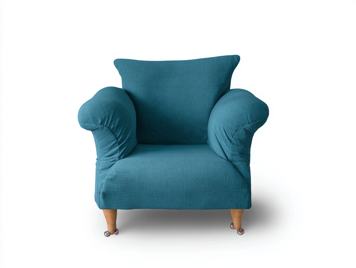 Poltrona lounge in tessuto imbottito 82x80x78 cm - blu petrolio - stile contemporaneo per soggiorno-Loftuploft