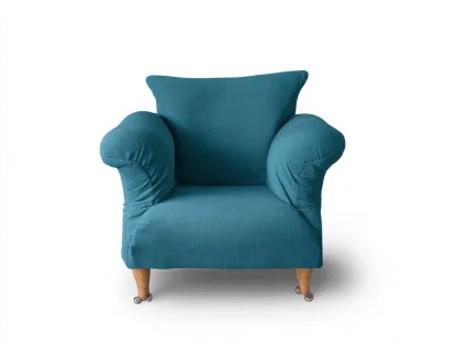 Poltrona lounge in tessuto imbottito 82x80x78 cm - blu petrolio - stile contemporaneo per soggiorno-Loftuploft