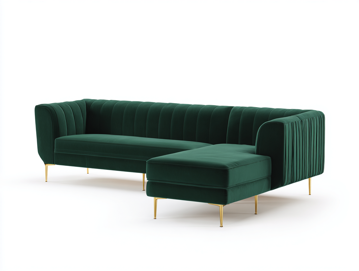 Divano angolare in velluto verde scuro 270x165x82 cm - design moderno per soggiorno-Loftuploft