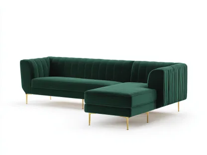 Divano angolare in velluto verde scuro 270x165x82 cm - design moderno per soggiorno-Loftuploft