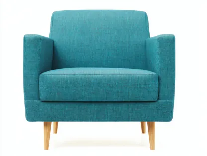 Poltrona lounge in tessuto imbottito 80x78x75 cm - blu petrolio - stile moderno per soggiorno-Loftuploft