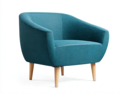 Poltrona lounge in tessuto imbottito 78x75x72 cm - blu petrolio - stile moderno minimal per soggiorno-Loftuploft
