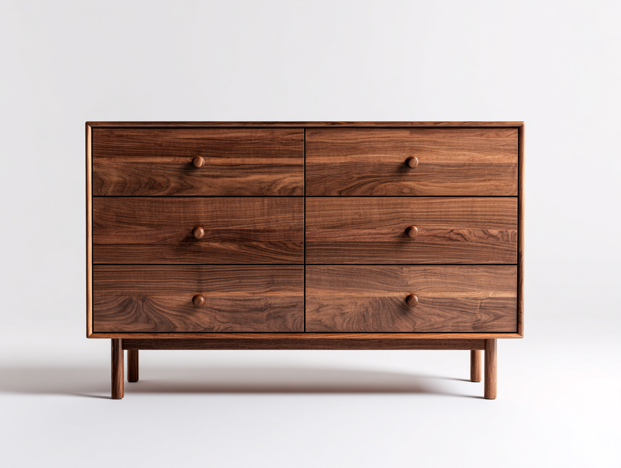 Commode bois massif 140x45x80 cm - Noyer - Style moderne pour rangement intérieur-Homimylab