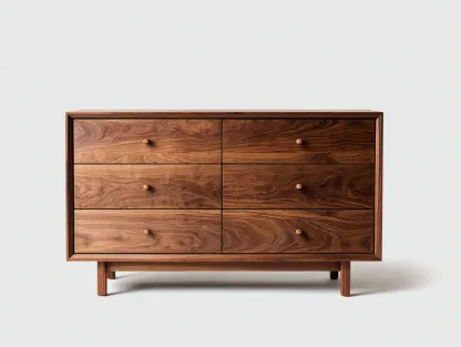 Commode 6 tiroirs bois massif 140x45x80 cm - brun - rangement chambre style moderne-Homimylab