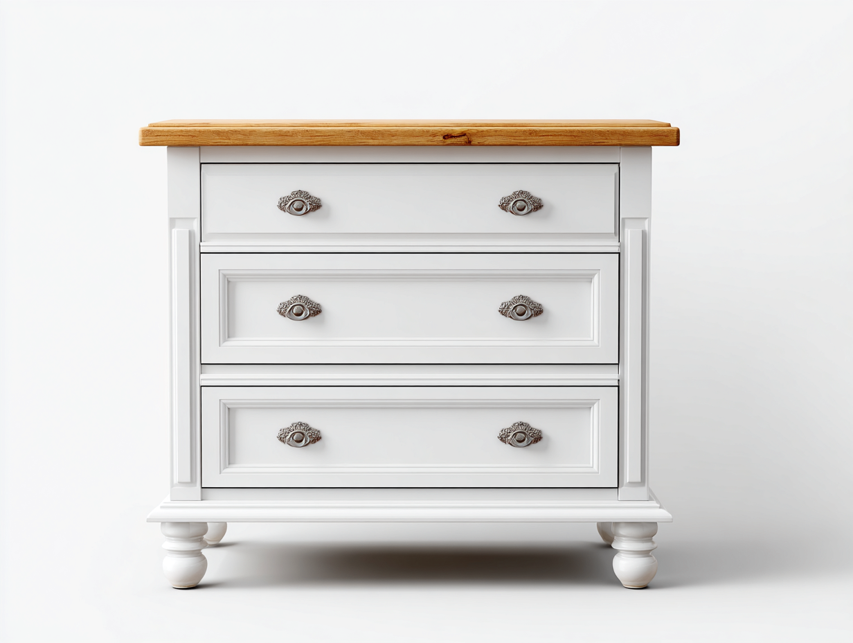 Commode en bois 90x45x85 cm - blanc et bois naturel - design classique pour chambre-Homimylab