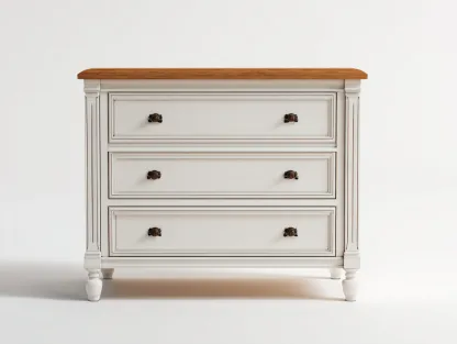 Commode bois massif 90x45x85 cm - Blanc patiné - Style classique pour rangement intérieur-Homimylab