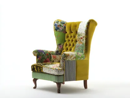 Fauteuil en tissu patchwork 85x90x110 cm - vert-jaune - assise salon style bohème-Homimylab