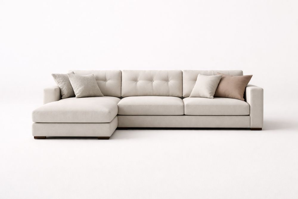 Canapé d'angle en tissu beige