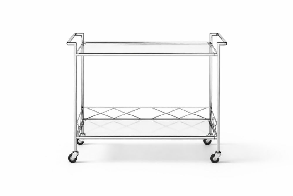 Chariots de bar en Aluminium et Verre Argenté