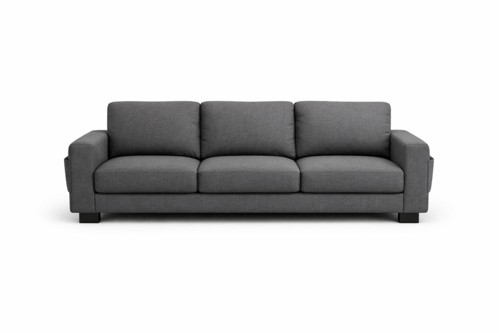 Canapé 3 Places en Tissu Gris 200x85x90cm