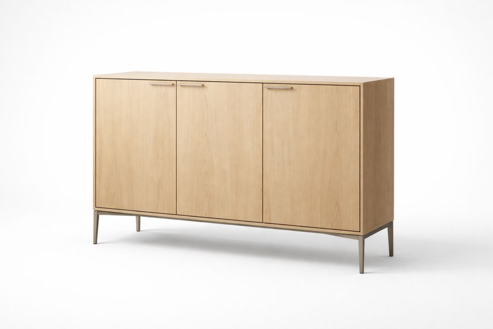 Buffet en bois massif avec pieds en aluminium Bois clair 80 cm x 120 cm x 40 cm