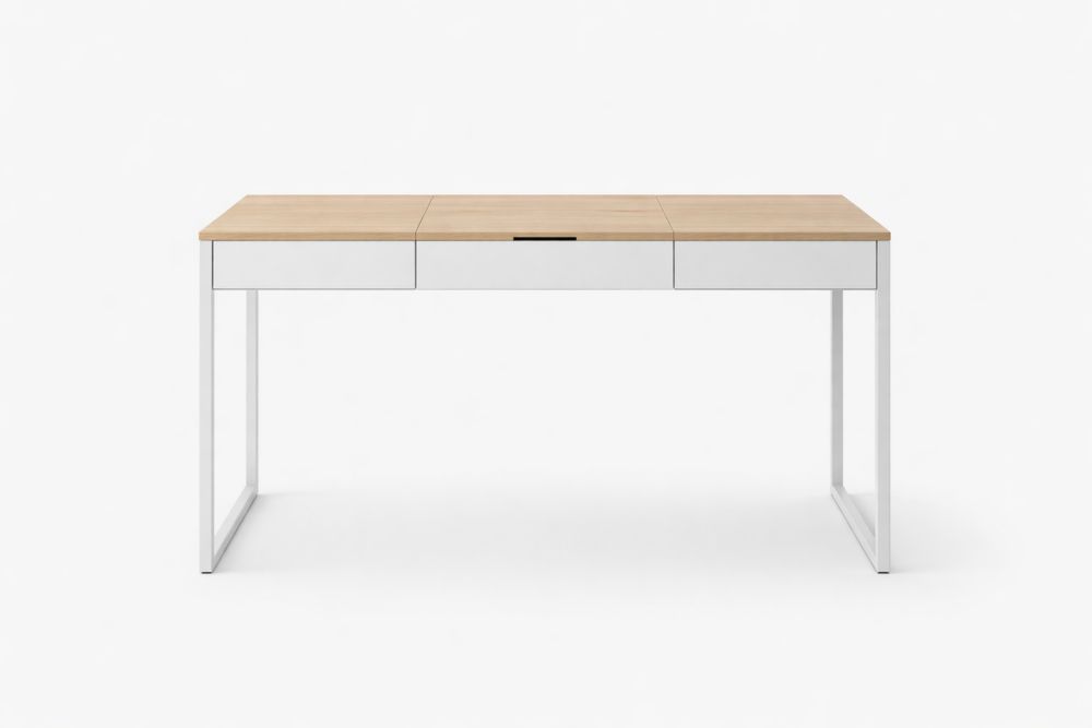 Bureau rectangulaire en bois d'ingénierie et acier blanc 120x60x75 cm