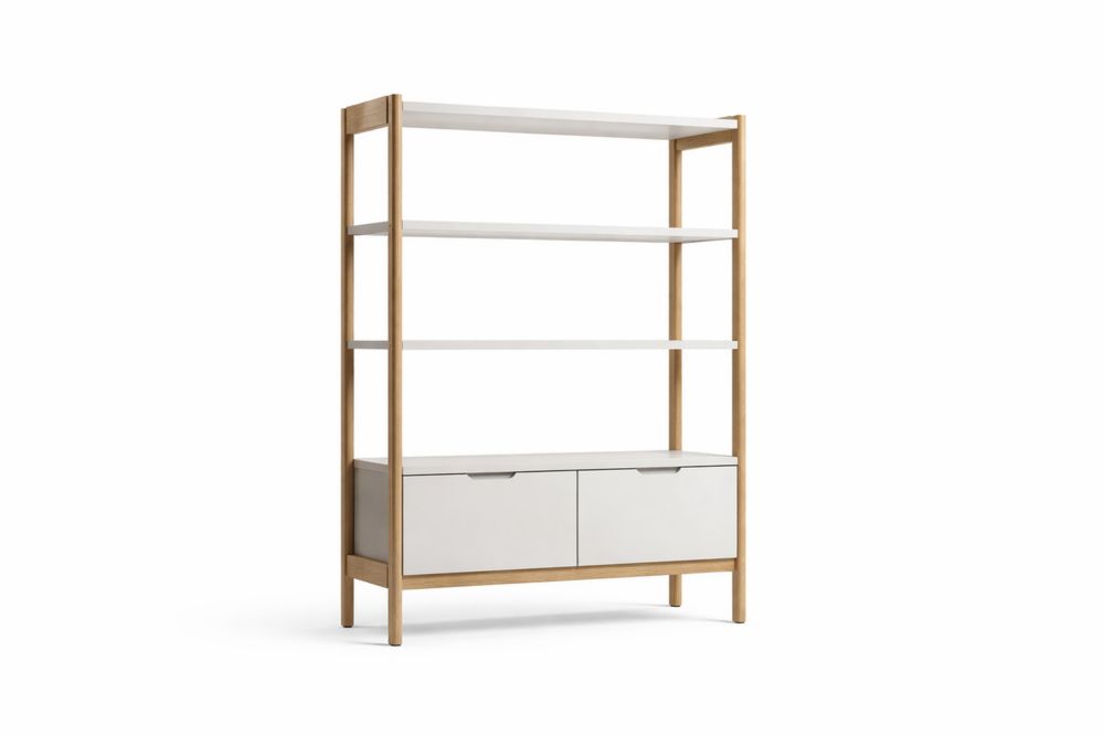 Étagère en bois massif avec étagères MDF blanches 170x120x35 cm